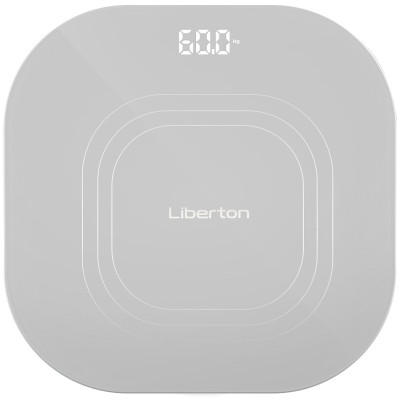 Ваги підлогові Liberton LBS-0814 SMART, Grey, LCD-дисплей, синхронизація по Bluetooth, максимальна вага 180кг, точність вимірювання 50г, матеріал поверхні ударостійке скло, індикатор заряду, індикатор перевантаження, живлення 3*AAA (у комплекті)