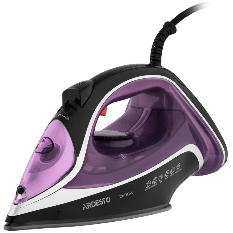 Праска Ardesto IR-B2234, Black/Purple, 2400W, кераміка, паровий удар, резервур 350мл, захист від кальцинації, антикрапля, плавне регулювання потужності пари, автоматичне відключення