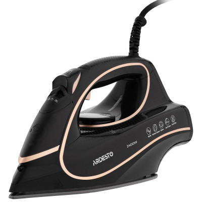 Праска Ardesto IR-B2235, Black/Gold, 2400W, кераміка, паровий удар, резервур 450мл, захист від кальцинації, антикрапля, плавне регулювання потужності пари, автоматичне відключення