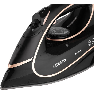 Утюг Ardesto IR-B2235, Black/Gold, 2400W, кераміка, паровий удар, резервур 450мл, захист від кальцинації, антикрапля, плавне регулювання потужності пари, автоматичне відключення