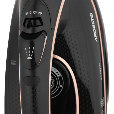 Утюг Ardesto IR-B2235, Black/Gold, 2400W, кераміка, паровий удар, резервур 450мл, захист від кальцинації, антикрапля, плавне регулювання потужності пари, автоматичне відключення