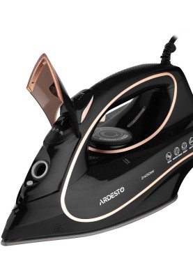 Праска Ardesto IR-B2235, Black/Gold, 2400W, кераміка, паровий удар, резервур 450мл, захист від кальцинації, антикрапля, плавне регулювання потужності пари, автоматичне відключення