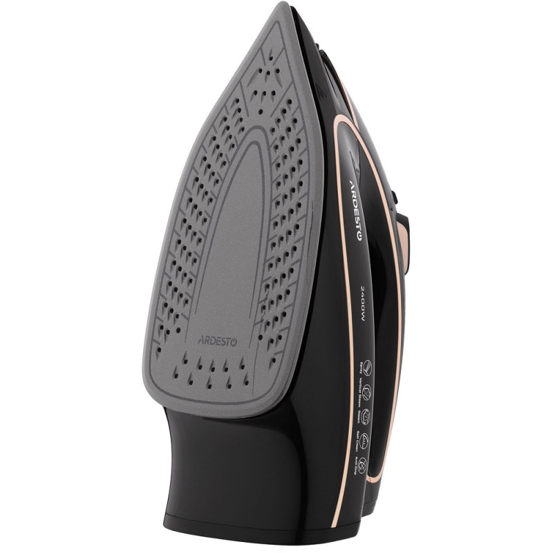 Праска Ardesto IR-B2235, Black/Gold, 2400W, кераміка, паровий удар, резервур 450мл, захист від кальцинації, антикрапля, плавне регулювання потужності пари, автоматичне відключення