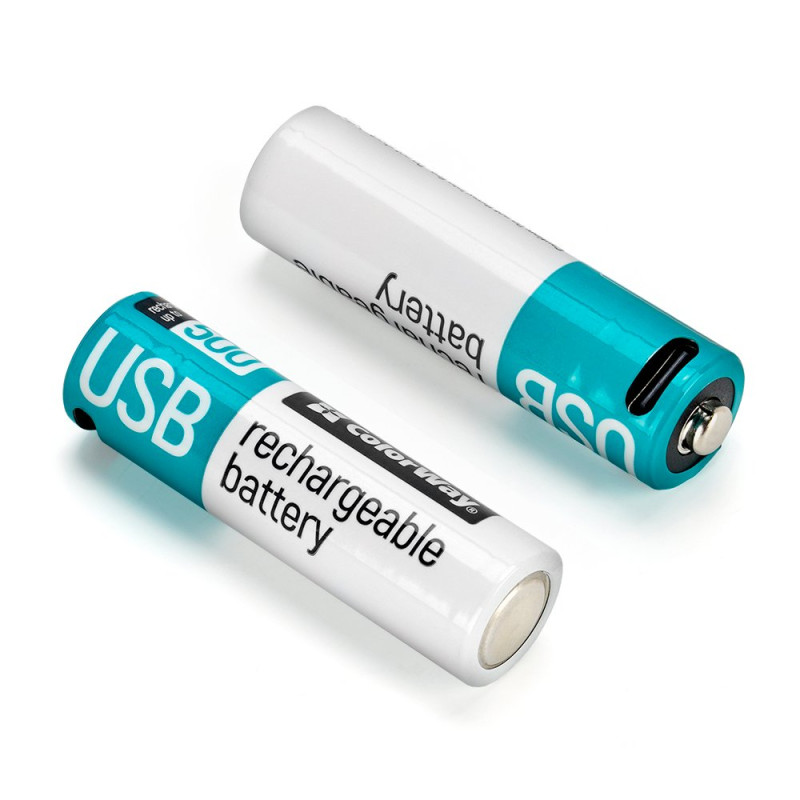 Акумулятор AA, 2220 mAh, ColorWay, 2 шт, 1.5V, Type-C (5V, 450 mA), Li-Pol (CW-UBAA-10)