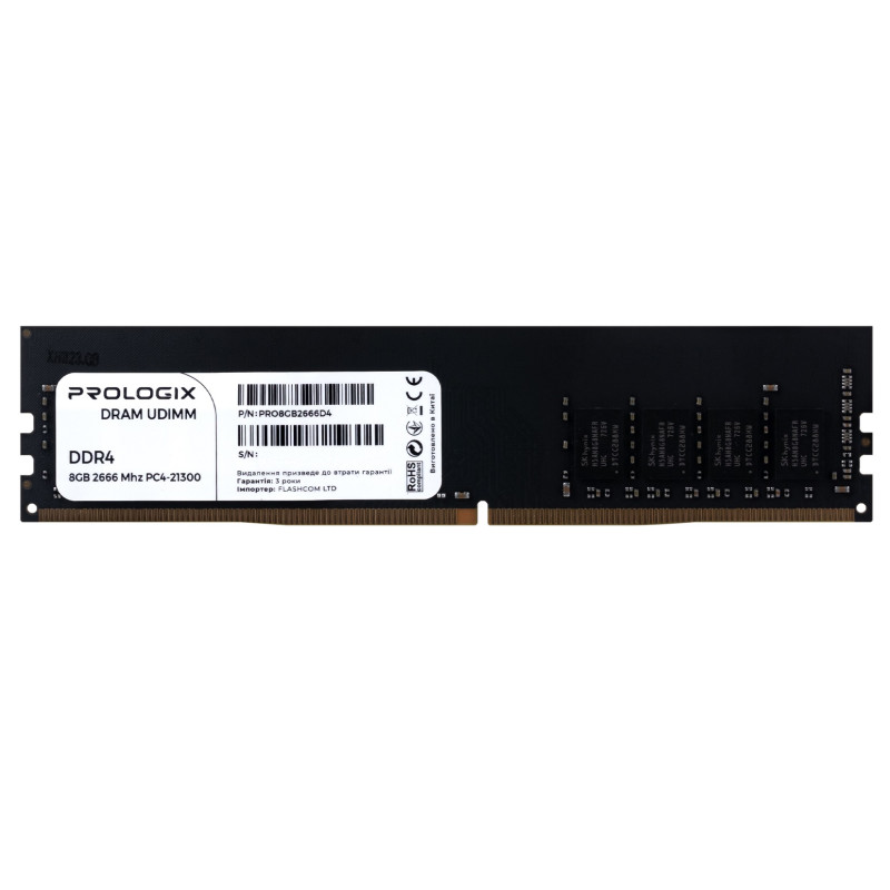 Пам'ять 8Gb DDR4, 2666 MHz, ProLogix, 19-19-19-43, 1.2V (PRO8GB2666D4)