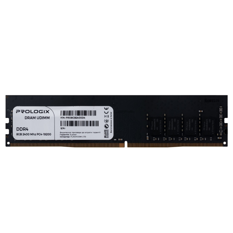 Пам'ять 8Gb DDR4, 2400 MHz, ProLogix, 17-17-17, 1.2V (PRO8GB2400D4)
