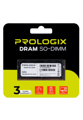Пам'ять SO-DIMM, DDR4, 16Gb, 2666 MHz, ProLogix, 1.2V, CL19 (PRO16GB2666D4S)