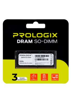 Пам'ять SO-DIMM, DDR4, 16Gb, 3200 MHz, ProLogix, 1.2V, CL22 (PRO16GB3200D4S)