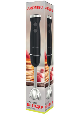 Блендер Ardesto HBG-600B, Black, 600W, занурювальний, 5 швидкостей, турборежим, 1 насадка