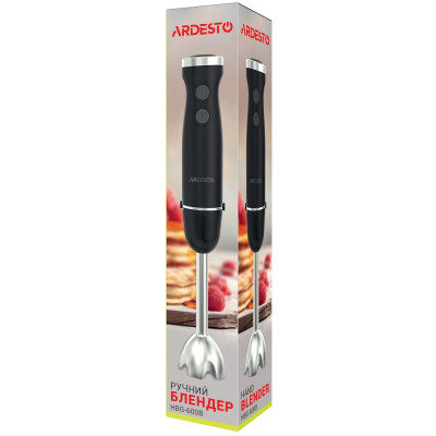 Блендер Ardesto HBG-600B, Black, 600W, понурювальний, 5 швидкостей, турборежим, 1 насадка