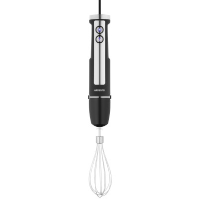 Блендер Ardesto HBSG-1000WHCHSL, Black, 1000W, занурювальний, 5 швидкостей з плавним регулюванням, турборежим, 7 насадок, подрібнювач 2000мл, мірний стакан 600мл, насадки для збивання, нарізання кубиками, картоплі фрі, шаткування, тертя