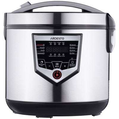 Мультиварка Ardesto MC-X16X, Inox, 860W, 4л, 16 програм, LED-дисплей, електронне керування, антипригарне керамічне покриття чаші, програма Твій рецепт, книга рецептів, ополоник, друшляк