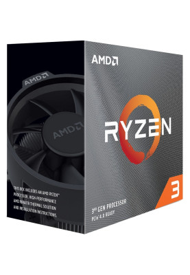 Процесор AMD (AM4) Ryzen 3 3100, Box, 4x3.6 GHz (Turbo Boost 3.9 GHz), L3 16Mb, Matisse, 7 nm, TDP 65 Вт, розблокований множник, кулер Wraith Stealth (100-100000284BOX)