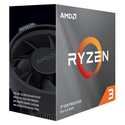 Процесор AMD (AM4) Ryzen 3 3100, Box, 4x3.6 GHz (Turbo Boost 3.9 GHz), L3 16Mb, Matisse, 7 nm, TDP 65 Вт, розблокований множник, кулер Wraith Stealth (100-100000284BOX)