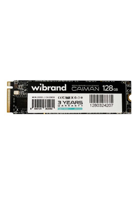 Твердотільний накопичувач SSD 128Gb, Wibrand Caiman, PCI-E 3.0 x4, M.2 2280, 3D TLC, 1600/1400 МБ/с (WIM.2SSD/CA128GB)