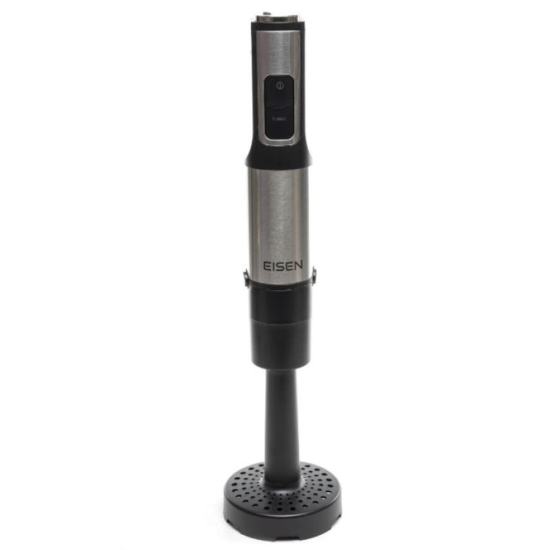 Блендер Eisen EBSS-154Р, Black, 1500W, занурювальний, 15 швидкостей з ступінчатим регулюванням, ТУРБО, мірна склянка 800мл, великий подрібнювач 1500мл, 2 диски дляшинкування та терка, насадка для пюре, вінчик