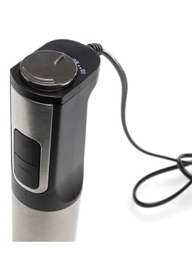Блендер Eisen EBSS-154Р, Black, 1500W, занурювальний, 15 швидкостей з ступінчатим регулюванням, ТУРБО, мірна склянка 800мл, великий подрібнювач 1500мл, 2 диски дляшинкування та терка, насадка для пюре, вінчик