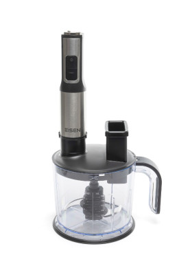 Блендер Eisen EBSS-155WS, Black, 1500W, занурювальний, 15 швидкостей з ступінчатим регулюванням, ТУРБО, мірна склянка 800мл, великий подрібнювач 1500мл, 2 диски для шинкування та терка, насадка-міксер, гаки для тіста, вінчик