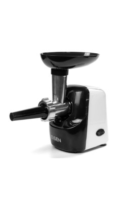 М'ясорубка Eisen EMG-061W, White, 1600W, продуктивність 2кг/хв, диски для подрібнення 5 мм/7 мм, насадка для ковбасок/«кеббе», завантажувальний лоток пластиковий