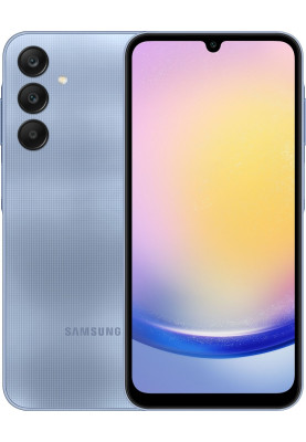 Смартфон Samsung Galaxy A25 5G (A256), Blue, 6.5" (2340x1080, 120 Гц, Super AMOLED), Exynos 1280 (8 ядер), Mali-G68 MP4, 6Gb, 128Gb, microSD, 50/8/2Mp + 13Mp, WiFi 5, Bluetooth 5.3, NFC, Type-C, 5000 mAh (25 Вт), Android 14 (SM-A256BZBDEUC)
