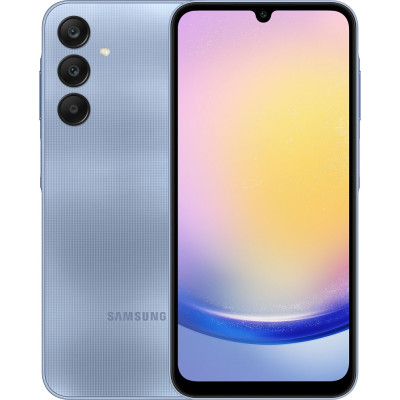 Смартфон Samsung Galaxy A25 5G (A256), Blue, 6.5" (2340x1080, 120 Гц, Super AMOLED), Exynos 1280 (8 ядер), Mali-G68 MP4, 6Gb, 128Gb, microSD, 50/8/2Mp + 13Mp, WiFi 5, Bluetooth 5.3, NFC, Type-C, 5000 mAh (25 Вт), Android 14 (SM-A256BZBDEUC)