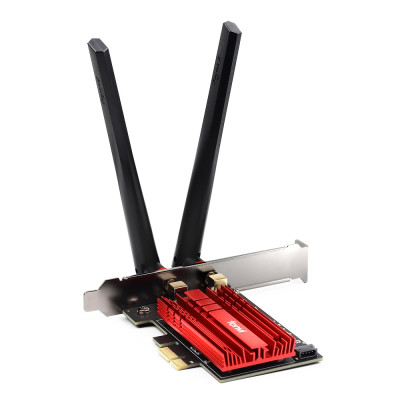 Сетева карта PCI-E x1, Fenvi FV-AXE3000, WiFi 6E (до 2400 Mbps), Bluetooth 5.3, Intel AX210, радіатор, 2 зовнішні антени