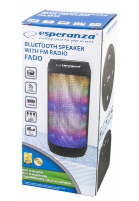 Колонка портативна 3.0 Esperanza EP133K Black, 2х3 Вт + 4 Вт, пластиковий корпус, FM-радіо, Bluetooth, MicroSD / USB, живлення від акумулятора, 1200мА*ч, керування сбоку
