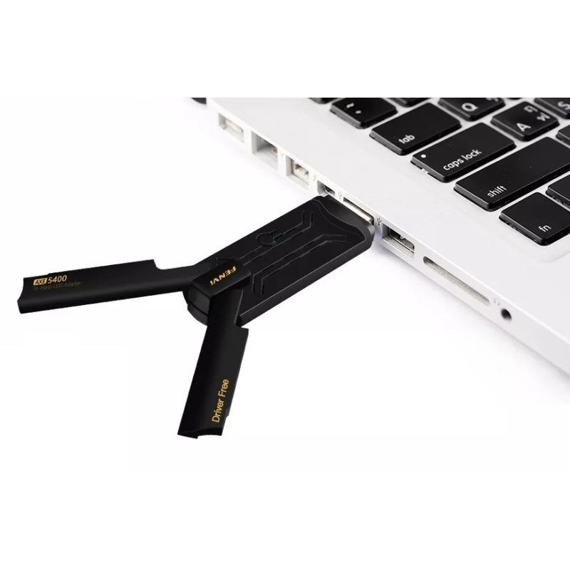 Мережевий адаптер USB 3.0 Fenvi FU-AXE5400, Black, WiFi 6E, до 2400 Мбіт/с, RTL8832CU
