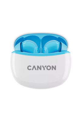 Навушники Canyon TWS-5, Blue, бездротові (Bluetooth), мікрофон, зарядний бокс, стереозвук, функція "Handsfree", 40 / 500 mAh (CNS-TWS5BL)