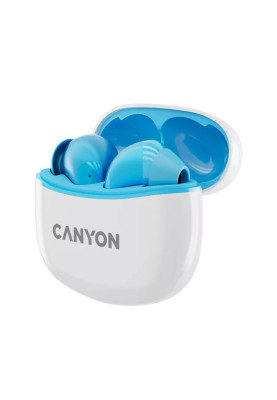 Навушники Canyon TWS-5, Blue, бездротові (Bluetooth), мікрофон, зарядний бокс, стереозвук, функція "Handsfree", 40 / 500 mAh (CNS-TWS5BL)