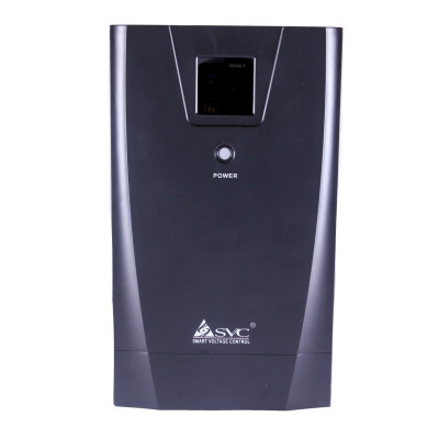 Джерело безперебійного живлення SVC SL-3KL-LCD, Black, 3000 ВА, 2400 Вт, 3xShuko / 1xC13 (Bypass), LCD екран, USB, AVR, правильна синусоїда, без батарей, під зовнішні акумулятори (48V), 455x195x330 мм, 20.6 кг