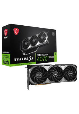 Відеокарта GeForce RTX 4070 Ti SUPER, MSI, VENTUS 3X OC, 16Gb GDDR6X, 256-bit, HDMI/3xDP, 2655/21000 MHz, 16-pin (RTX 4070 Ti SUPER 16G VENTUS 3X OC)