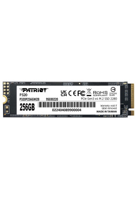 Твердотільний накопичувач SSD 256Gb, Patriot P320, PCI-E 3.0 x4, M.2 2280, 3D TLC, 2200/1200 МБ/с (P320P256GM28)