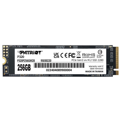 Твердотільний накопичувач SSD 256Gb, Patriot P320, PCI-E 3.0 x4, M.2 2280, 3D TLC, 2200/1200 МБ/с (P320P256GM28)