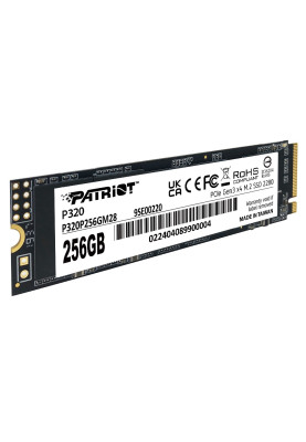 Твердотільний накопичувач SSD 256Gb, Patriot P320, PCI-E 3.0 x4, M.2 2280, 3D TLC, 2200/1200 МБ/с (P320P256GM28)