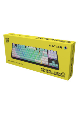 Клавіатура Hator Rockfall 2 Mecha, Signature Edition Black/Mint/White, USB, механічна (перемикачі Aurum "Orange"), RGB підсвічування з індивідуальним налаштуванням кожної кнопки (HTK-520-BMW)