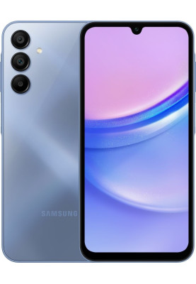 Смартфон Samsung Galaxy A15 Blue, 2 Nano-SIM, 6.5" (2340x1080, AMOLED), Mediatek Helio G99, 8GB, 256GB, microSD, 4G, WiFi, BT, NFC, Type-C, 5000 mAh, Android 14 (SM-A155FZBIEUC)