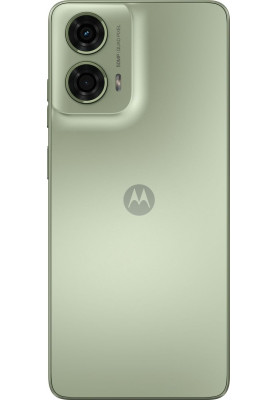 Смартфон Motorola G24, Ice Green, 4G, 2 NanoSIM, 6.56" (1612х720, IPS, 90 Гц), MediaTek Helio G85 (8 ядер), Mali-G52 MP2, 4Gb, 128Gb, NFC, WiFi 5, Bluetooth 5.0, 50Mp + 8Mp, Type-C, 5000 mAh (15 Вт), Android 14