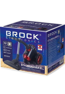 Пилосос Brock BVC 8055 RD, Red, 800W, контейнер, об'єм пилозбірника 2л, універсальна щітка підлога/килим; 2в1 для м'яких меблів і щілинна, HEPA-фільтр, регулювання потужності на корпусі