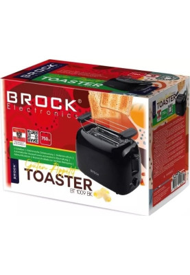 Тостер Brock BT 1009 BK, Black, 750W, 2 тости, 2 відділення, 6 режимів підсмажування, пластиковий корпус