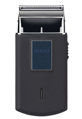 Електробритва-шейвер Sogo SS-3440, Black, корпус із гумовим покриттям, робота від аккумулятора, LED дісплей, час роботи до 35хв