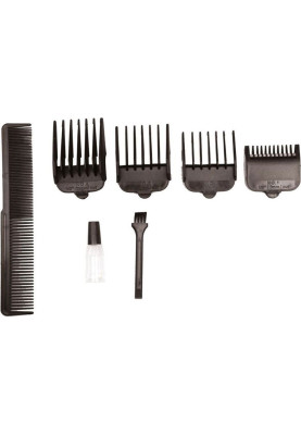Машинка для стрижки Sogo SS-3525, Black, 12W, живлення від мережі, 4 насадки, к комплекті щіточка для чищення, гребінець, ножиці, масло