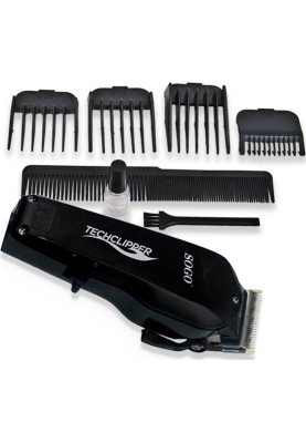 Машинка для стрижки Sogo SS-3525, Black, 12W, живлення від мережі, 4 насадки, к комплекті щіточка для чищення, гребінець, ножиці, масло