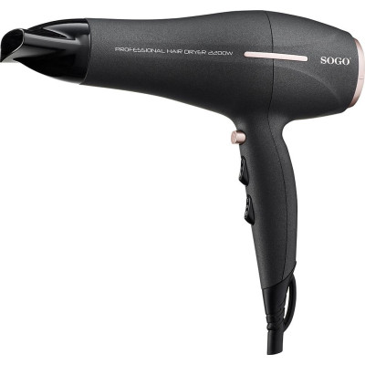 Фен Sogo SS-3675, Black, 2200W, 2 швидкості, 3 темпер. режиму, холодне повітря, концентратор