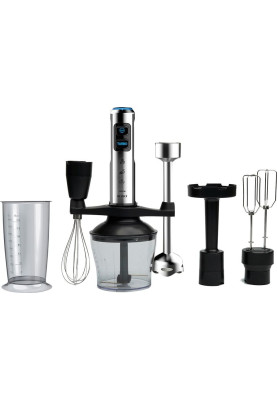 Блендер Sogo SS-14480, Black/Inox, 1500W, занурювальний, 23 швидкості з плавним регулюванням, екстра довга насадка подрібнювач 25см з 4 лезами, мірна склянка 800мл, подрібнювач 650мл