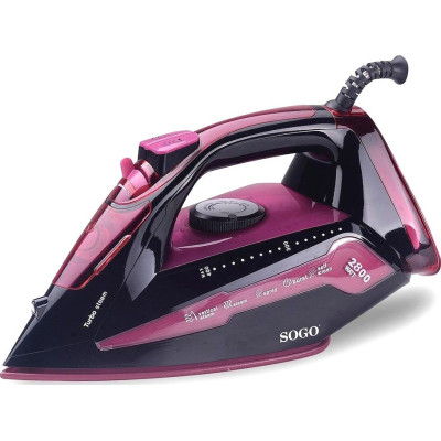 Праска Sogo SS-6330-PU, Black/Purple, 2800W, кераміка, паровий удар 60г/хв, постійний пар 30г/хв, резервур 400мл, захист від кальцинації, антикрапля, автоматичне відключення