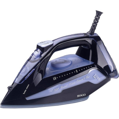 Праска Sogo SS-6330-L, Black/Blue, 2800W, кераміка, паровий удар 60г/хв, постійний пар 30г/хв, резервур 400мл, захист від кальцинації, антикрапля, автоматичне відключення