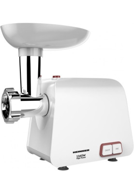 М'ясорубка Heinner MG-1340WH, White, 1340Вт, 2 диски, соковитискач для томатів, насадки домашніх ковбасок та кеббе, реверс, 1.2кг/хв