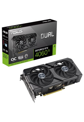 Відеокарта GeForce RTX 4060 Ti, Asus, DUAL EVO OC, 16Gb GDDR6, 128-bit, HDMI/3xDP, 2625/18000 MHz, 8-pin (DUAL-RTX4060TI-O16G-EVO)