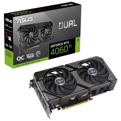 Відеокарта GeForce RTX 4060 Ti, Asus, DUAL EVO OC, 16Gb GDDR6, 128-bit, HDMI/3xDP, 2625/18000 MHz, 8-pin (DUAL-RTX4060TI-O16G-EVO)
